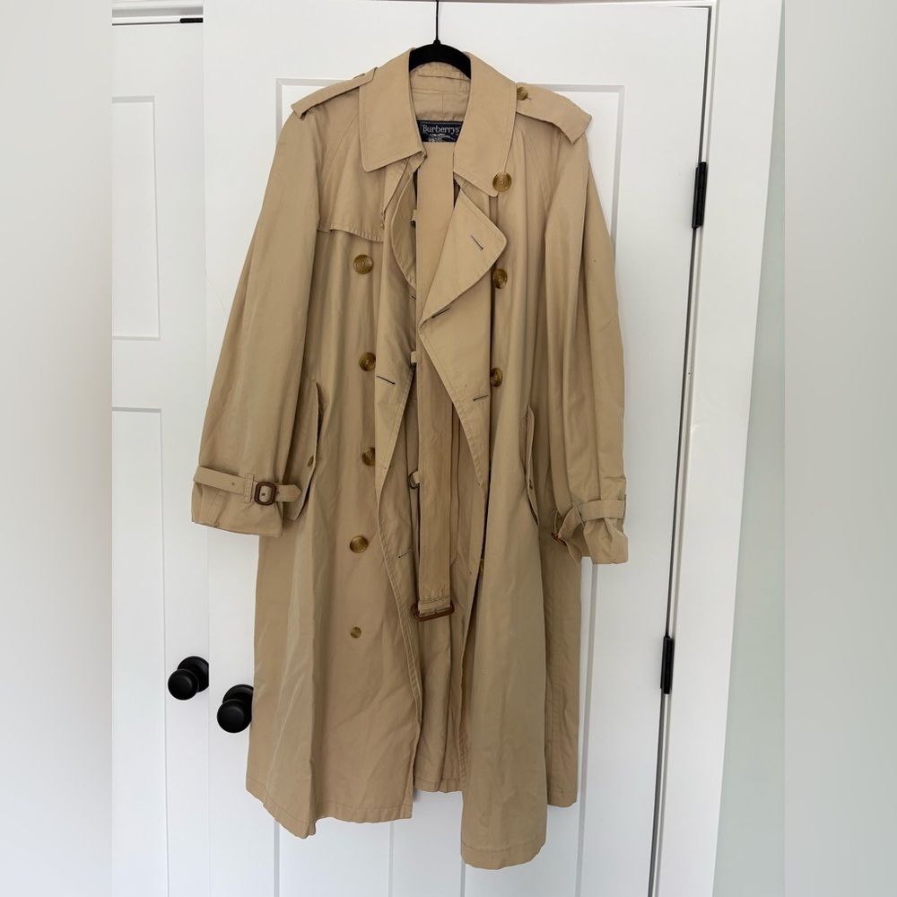 Vintage 1980s Burberry Men’s Tan Trench Coat